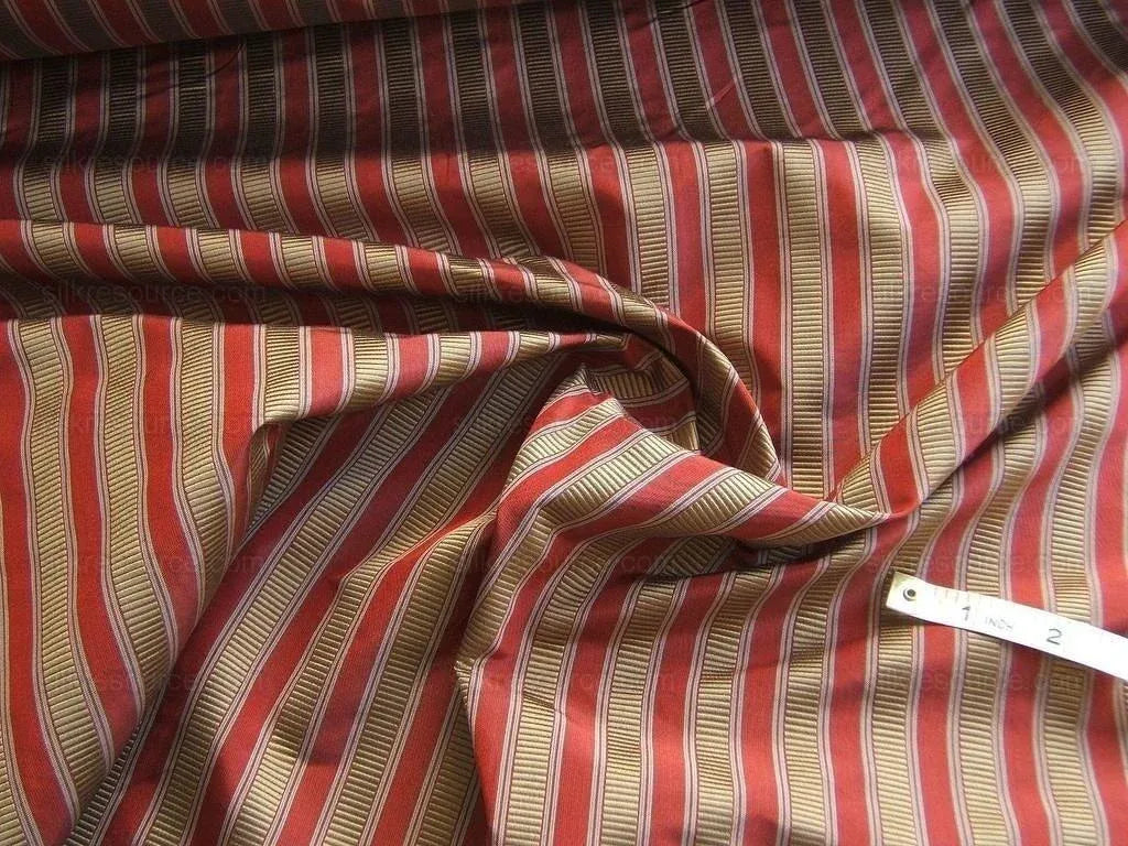 4.25Y Scalamandre 100%silk Shirred Stripe Persimmon Red Bronze MSRP USD 363/Y minor defects