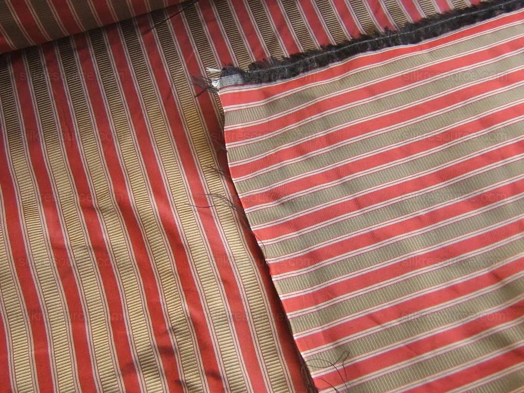 1.3y Scalamandre 100%silk Shirred Stripe Red Bronze MSRP USD363/Y
