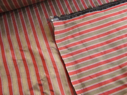 2.6Y Scalamandre 100% silk Shirred Stripe Persimmon Red Bronze Luxurious Timeless MSRP USD 363/Y minor defects