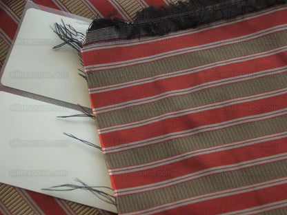 Scalamandre 100%silk Shirred Stripe Persimmon Red Bronze MSRP USD 363/Y