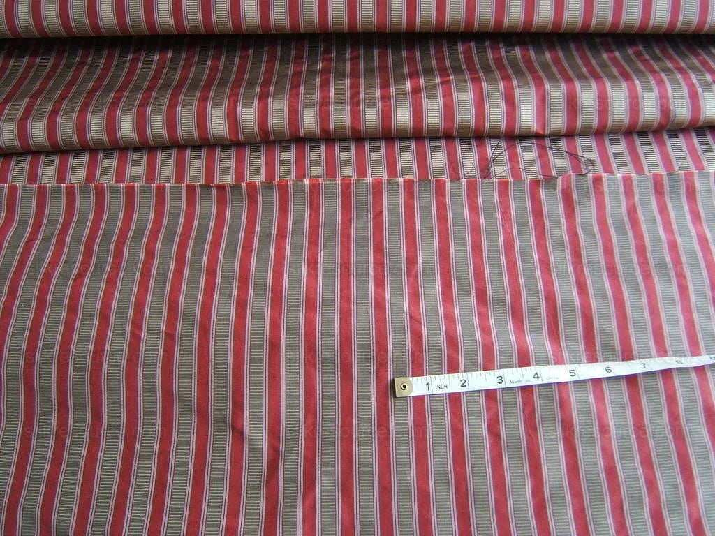1.3y Scalamandre 100%silk Shirred Stripe Red Bronze MSRP USD363/Y