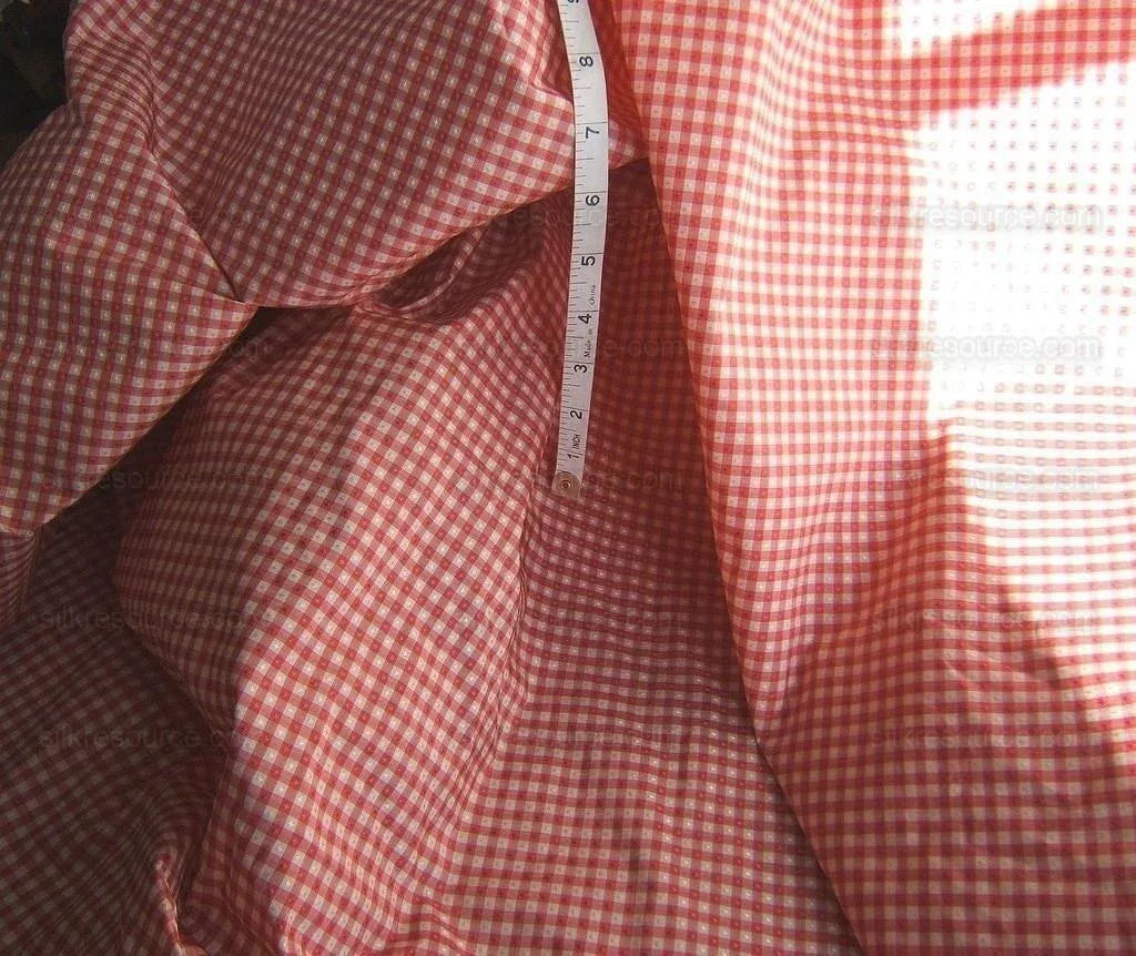 Scalamandre "dorine" 100%silk Red And White Minicheck Gingham