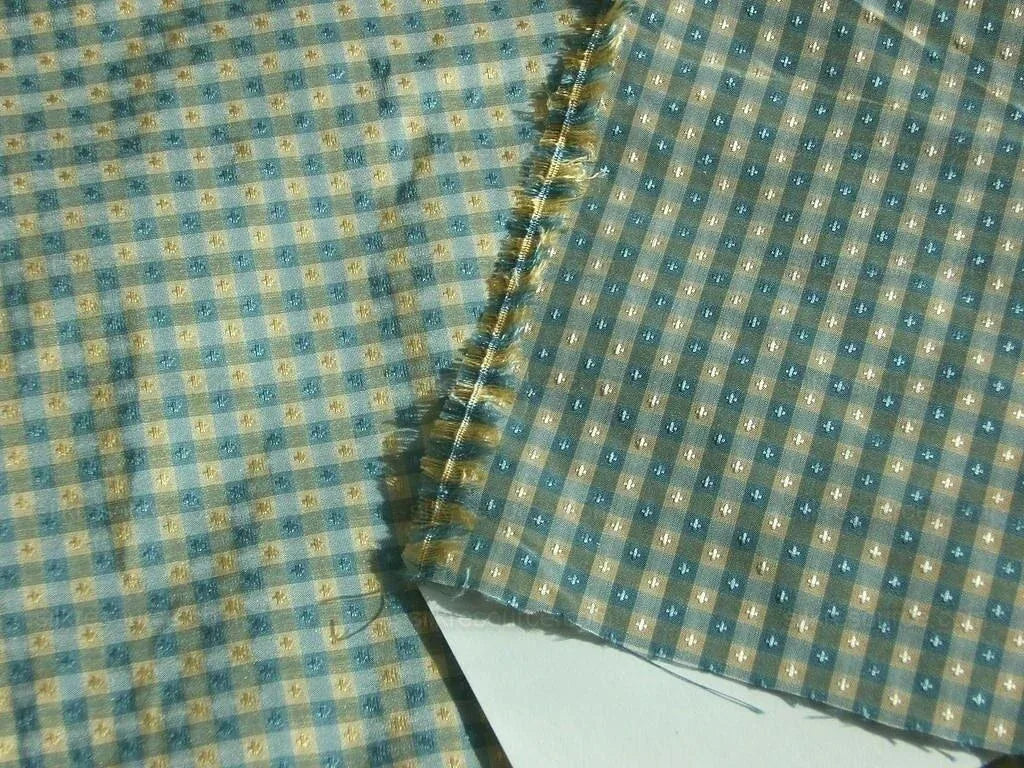 "dorine" 100%silk Blue &white Gingham Mini-check Bty