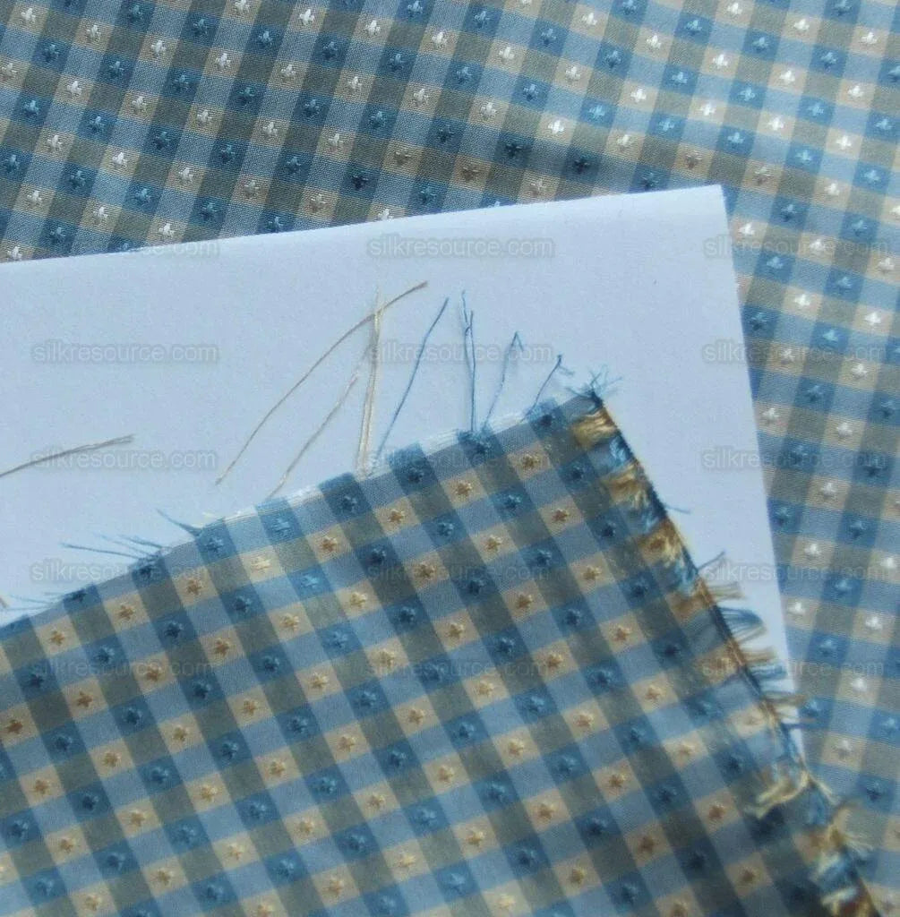 "dorine" 100%silk Blue &white Gingham Mini-check Bty