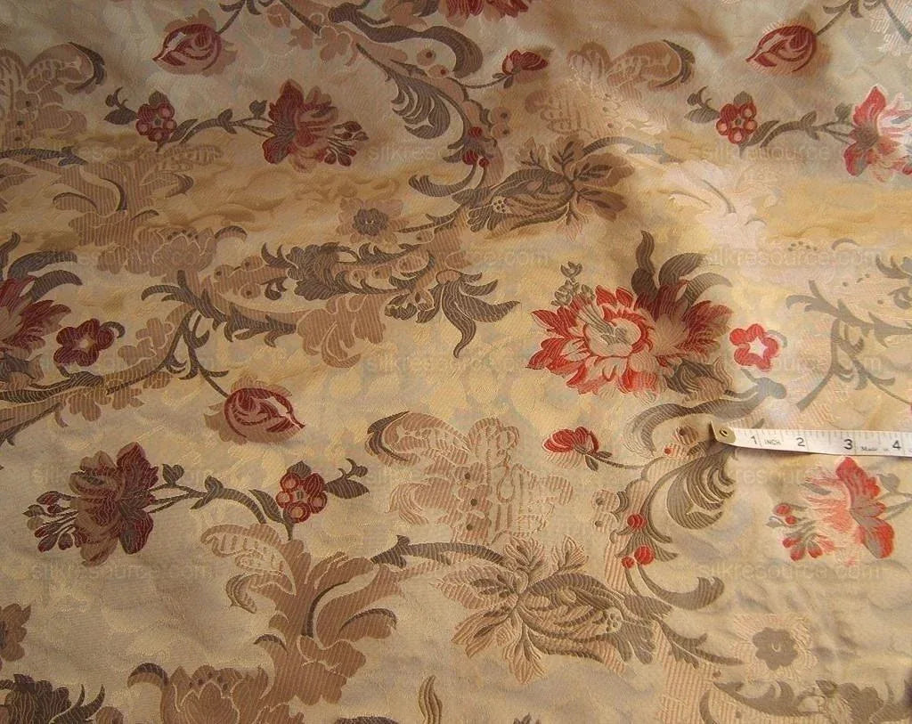 1.25 yards Scalamandre Old World Weavers Louis Xv Silk Lampas Chinese Gold Red Chinoiserie MSRP USD 730/Y circa 1730