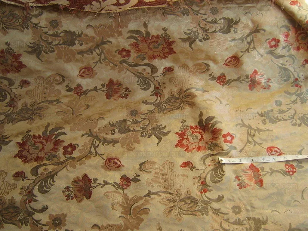 1.25 yards Scalamandre Old World Weavers Louis Xv Silk Lampas Chinese Gold Red Chinoiserie MSRP USD 730/Y circa 1730