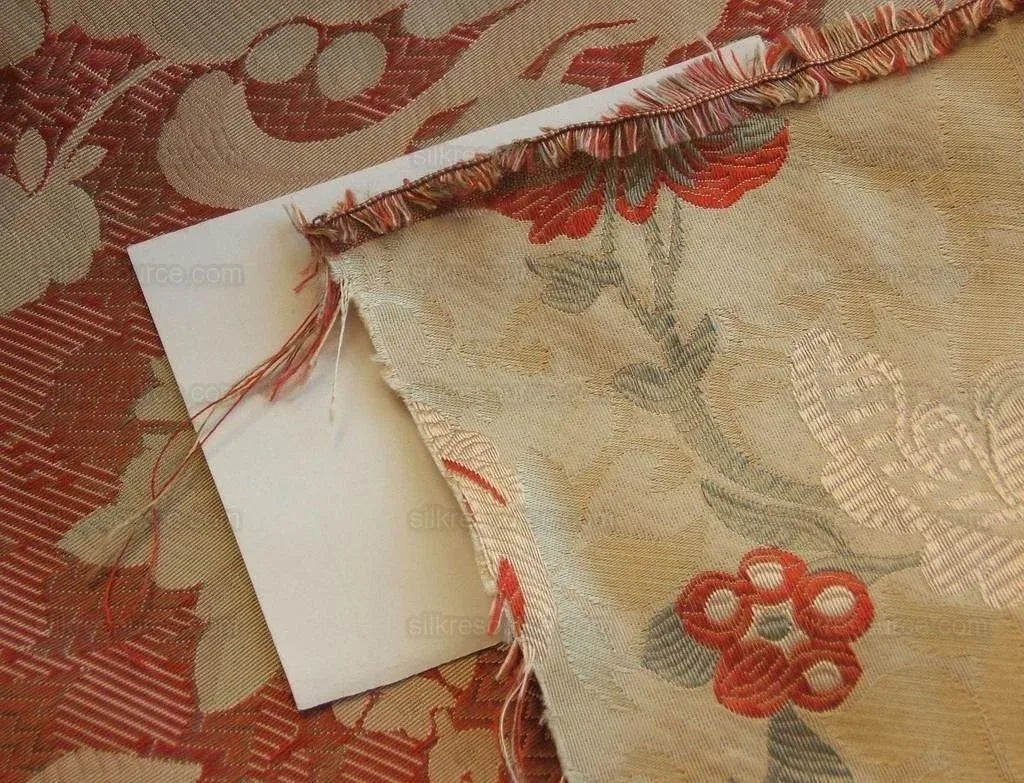 1.25 yards Scalamandre Old World Weavers Louis Xv Silk Lampas Chinese Gold Red Chinoiserie MSRP USD 730/Y circa 1730