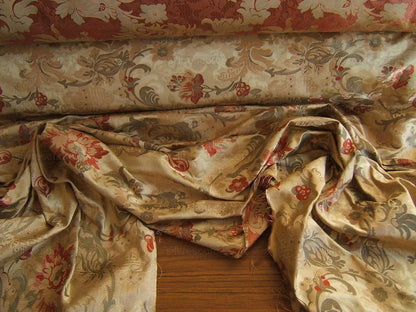 1.25 yards Scalamandre Old World Weavers Louis Xv Silk Lampas Chinese Gold Red Chinoiserie MSRP USD 730/Y circa 1730