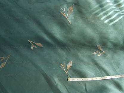 Elitis 100%silk Organza Sheer Teal Blue Gold Embroidery