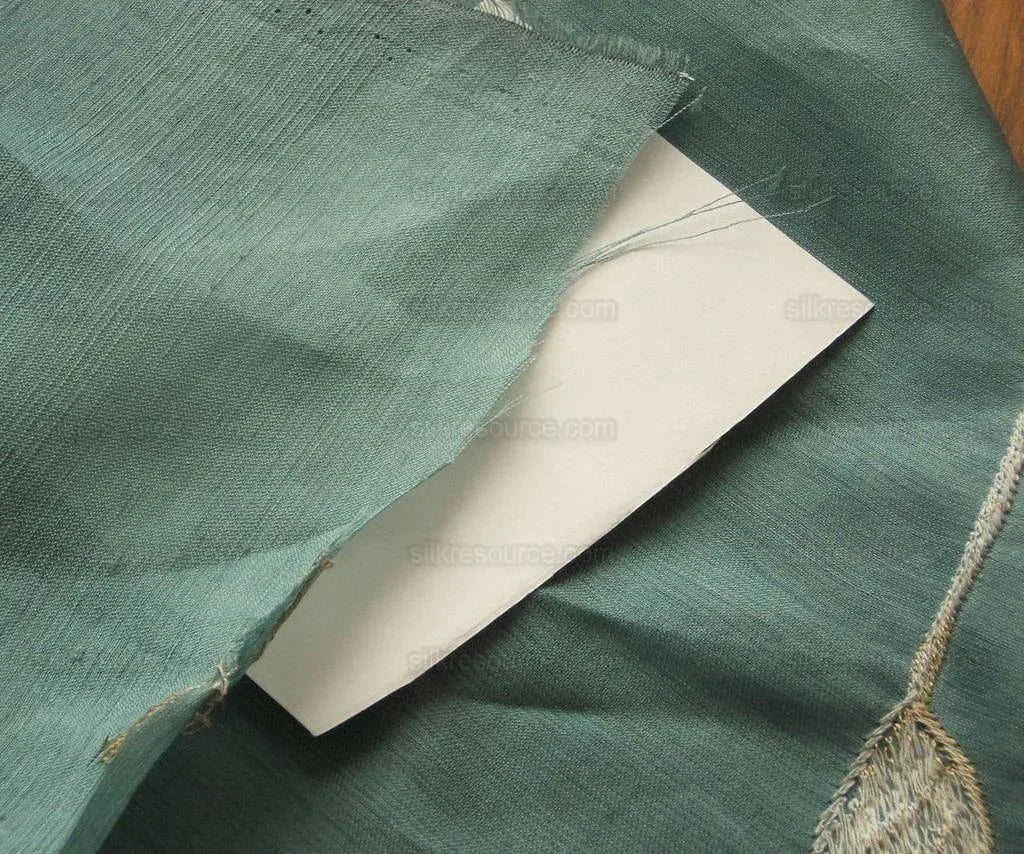 Elitis 100%silk Organza Sheer Teal Blue Gold Embroidery