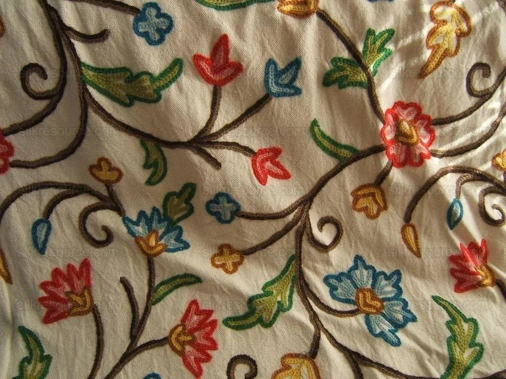 Hand-made Crewel 100%wool On Cotton