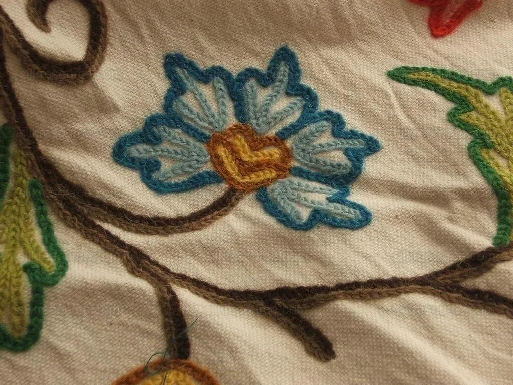Hand-made Crewel 100%wool On Cotton