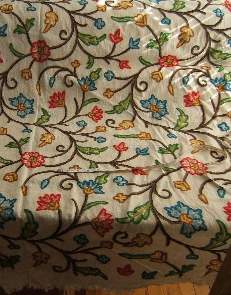 Hand-made Crewel 100%wool On Cotton