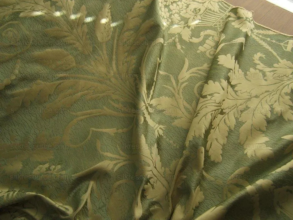 Cowtan &amp; Tout "Dauphin Silk"100% Silk Lampas Baby Green and Ivory Neoclassical Flower Ribbon