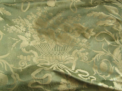 Cowtan &amp; Tout "Dauphin Silk"100% Silk Lampas Baby Green and Ivory Neoclassical Flower Ribbon
