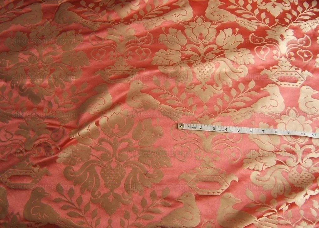 Scalamandre 100%silk Love Bird Rose Pink Melon Red MSRP USD 664/Y