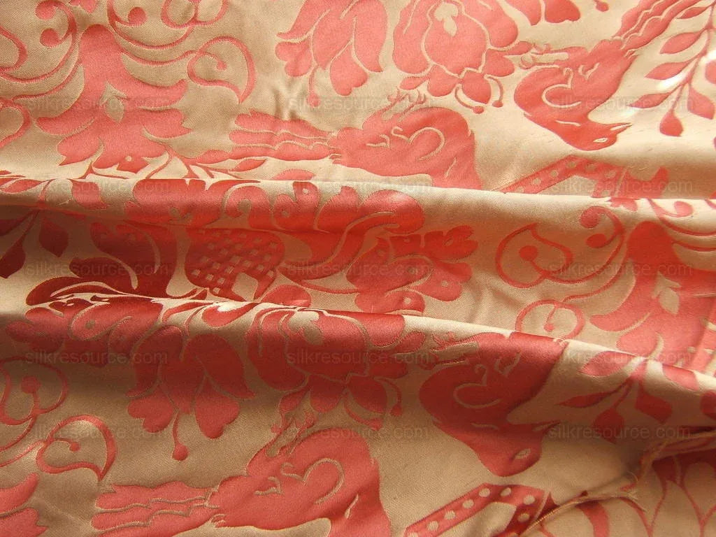 Scalamandre 100%silk Love Bird Rose Pink Melon Red MSRP USD 664/Y