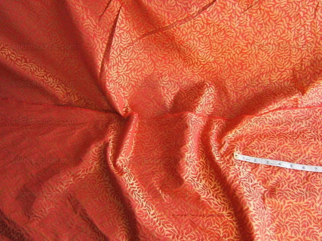 Scalamandre 100%silk Jarquard Mini Foliage Red & Gold Yellow