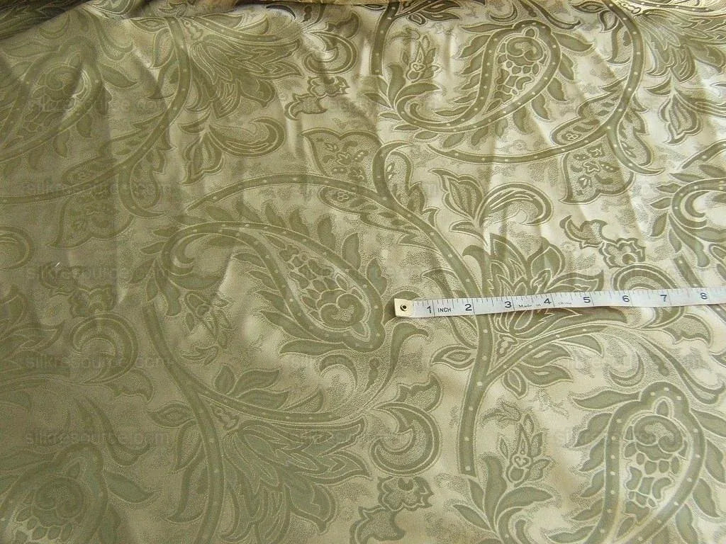 100%silk Damask Paisley Damask Sage Silver