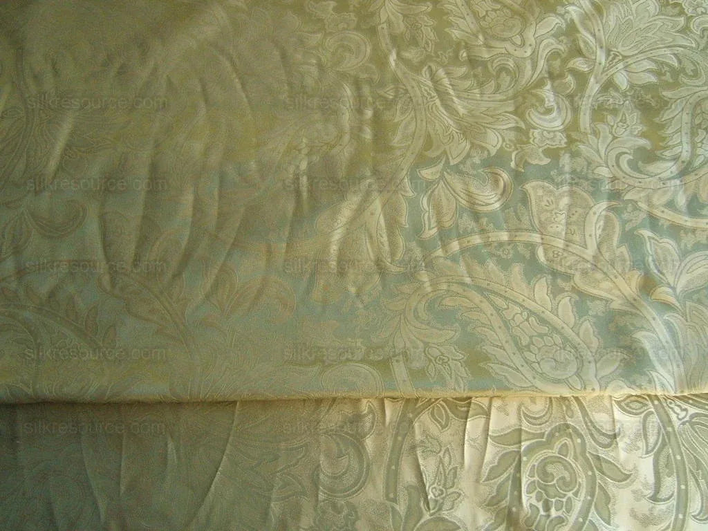 100%silk Damask Paisley Damask Sage Silver