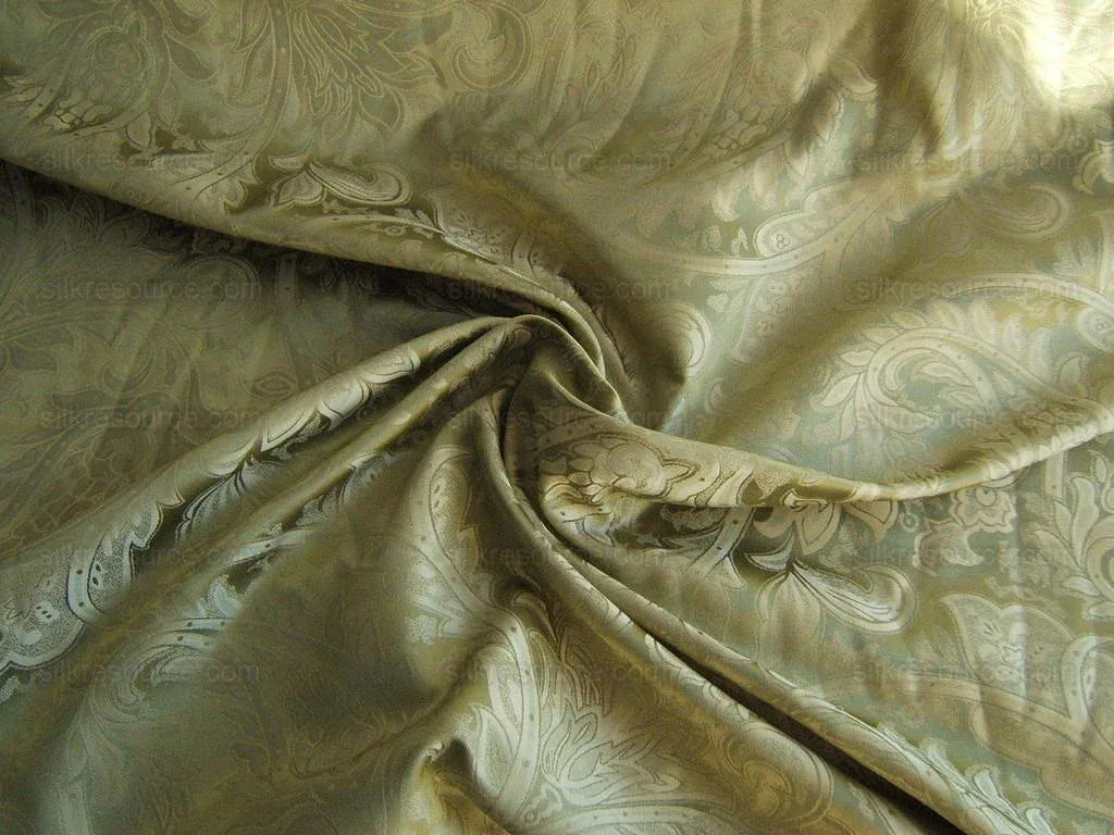 100%silk Damask Paisley Damask Sage Silver