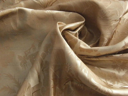 100%silk Damask Oriental Toile Lite Gold Chinoiserie Music