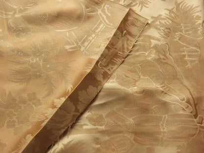 100%silk Damask Oriental Toile Lite Gold Chinoiserie Music