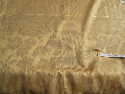 100%silk Damask Oriental Toile Lite Gold Chinoiserie Music