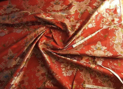 100%silk Lampas Basilica Crimson Red French Court Lace Marie Antoinette By Yard