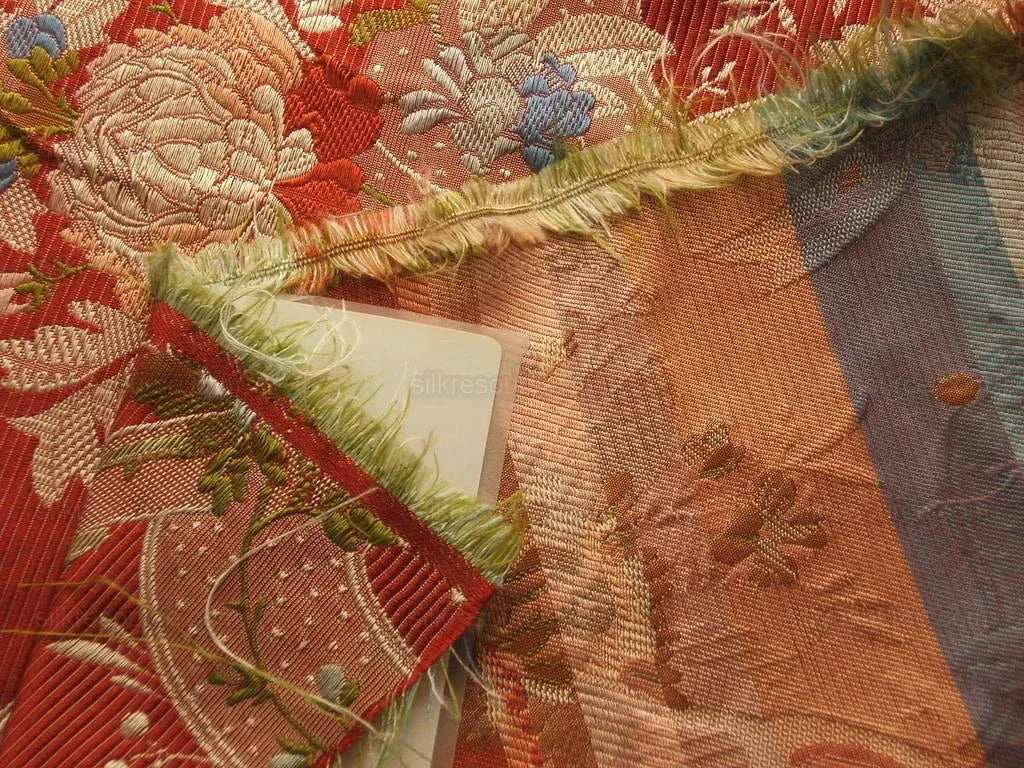 100%silk Lampas Basilica Crimson Red French Court Lace Marie Antoinette By Yard