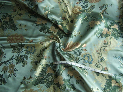 by yard French Documentary Design Palais Brocade100%silk Lampas Teal Blue