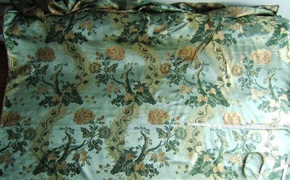 by yard French Documentary Design Palais Brocade100%silk Lampas Teal Blue