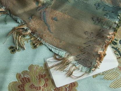 by yard French Documentary Design Palais Brocade100%silk Lampas Teal Blue