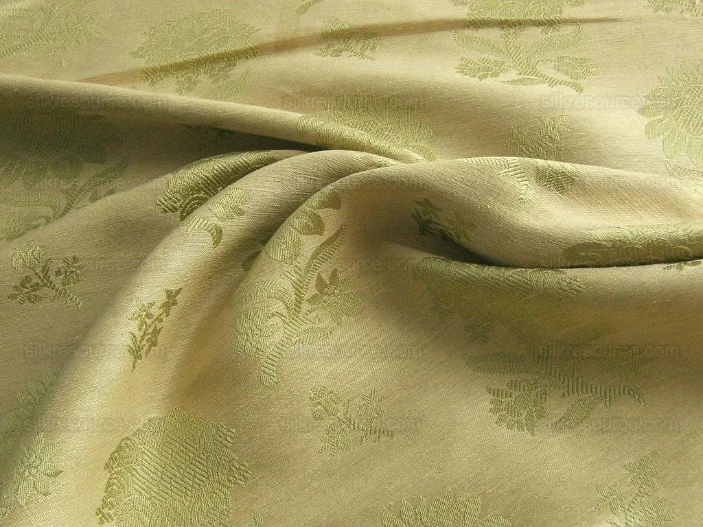 Baranzelli Italy Silk+linen Brocade Pea Green & Cream