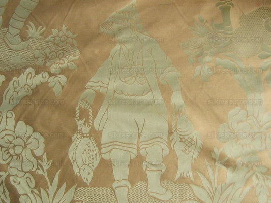Scalamandre Yang Tze Chinoisery Silk Toile Pea Celadon MSRP USD 259/