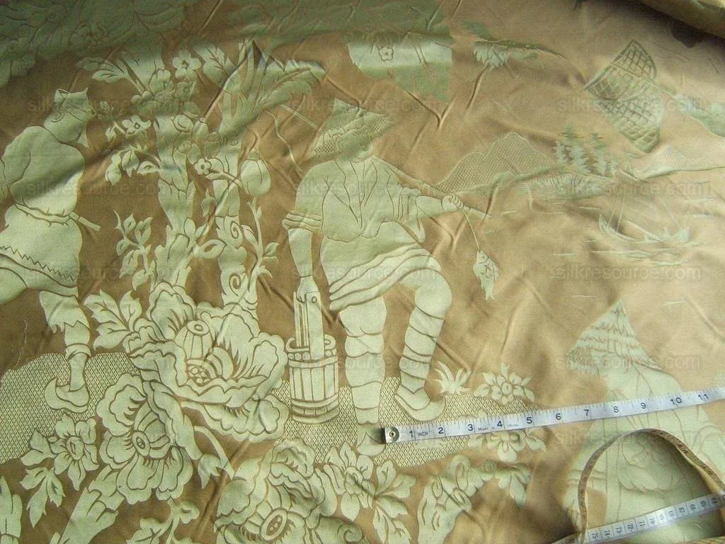 Scalamandre Yang Tze Chinoisery Silk Toile Pea Celadon MSRP USD 259/