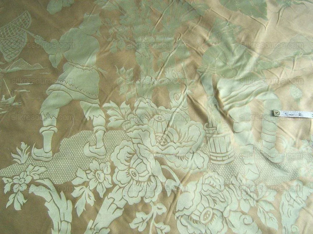 2.25y Scalamandre Yang Tze Chinoisery Silk Pea Celadon Rp$259
