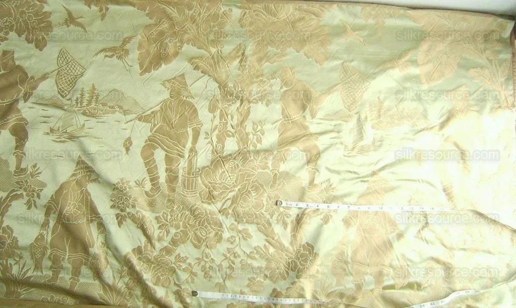 Scalamandre Yang Tze Chinoisery Silk Toile Pea Celadon MSRP USD 259/