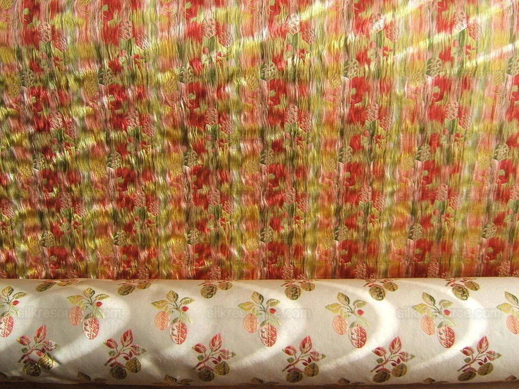 Classic French Court *strawberry* 100%silk Lisere Marie Antoinette By yard