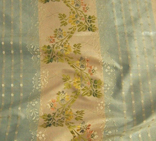 100% Silk  Chambord Silk Lisere Blue Pink Stripe