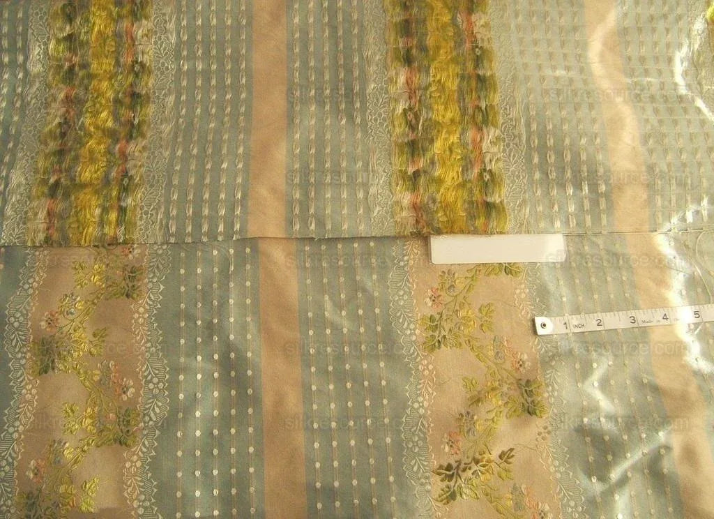 100% Silk  Chambord Silk Lisere Blue Pink Stripe