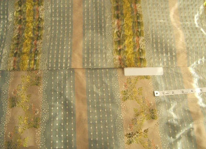 100% Silk  Chambord Silk Lisere Blue Pink Stripe