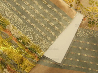 100% Silk  Chambord Silk Lisere Blue Pink Stripe