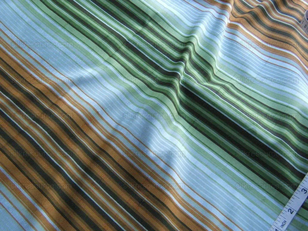 Robert Allen 100%silk Printed Stripe Aqua