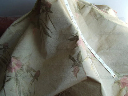 Stunning 100% Silk Lampas Pink Peony In Gold Drizzle Rain