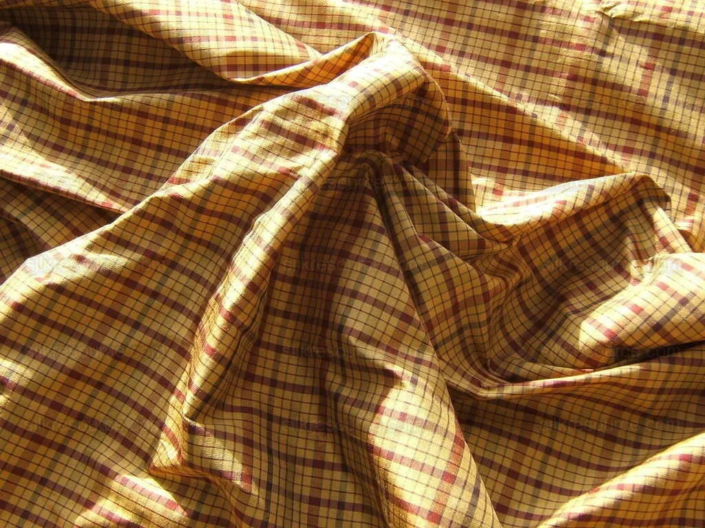 Kravet 100% Silk Taffeta Walnut And Burgundy