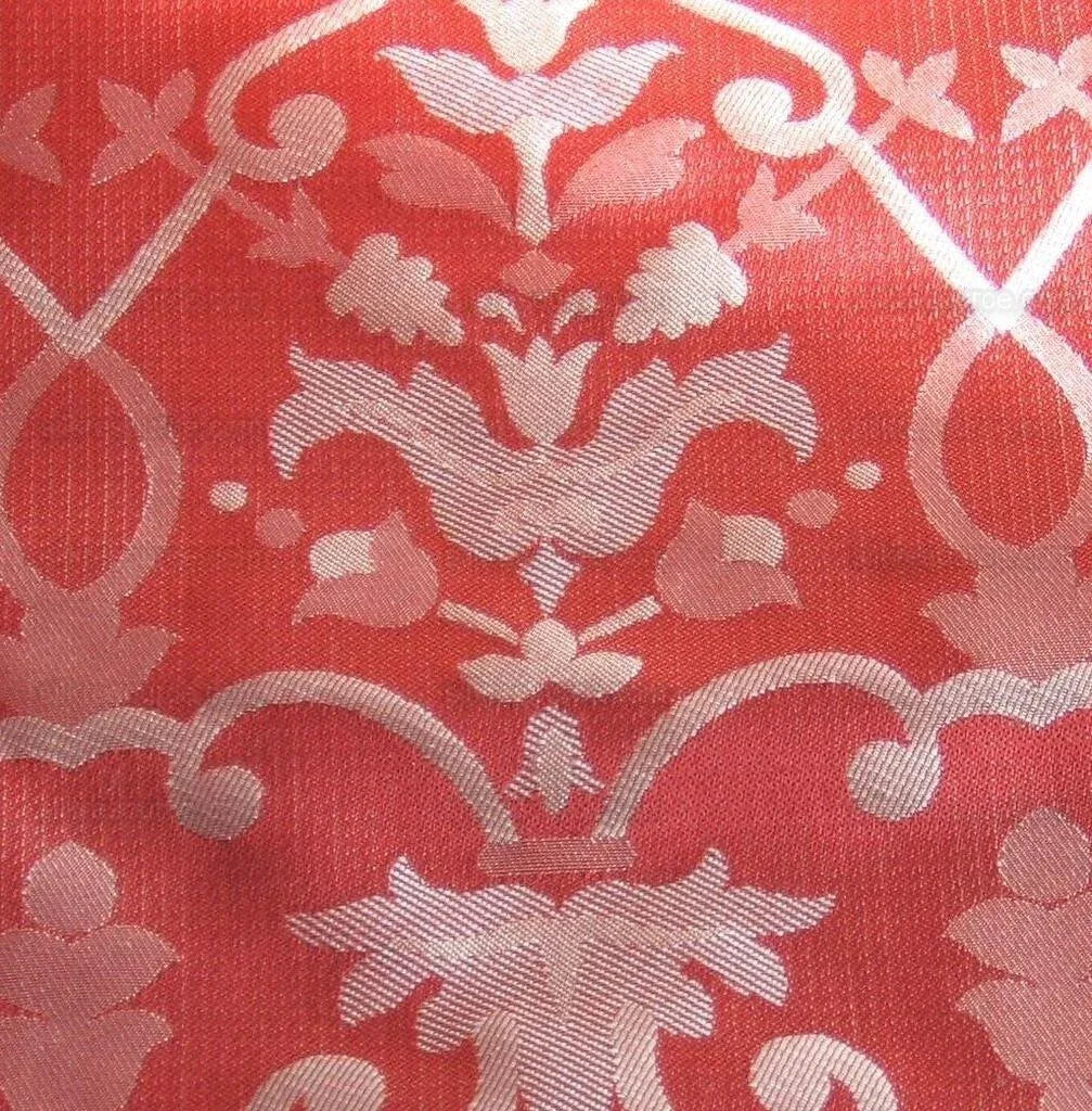 Baranzelli Masquerade Red & Silver 100% Silk Lampas From Italy