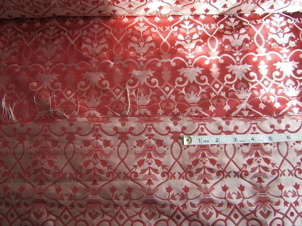Baranzelli Masquerade Red & Silver 100% Silk Lampas From Italy
