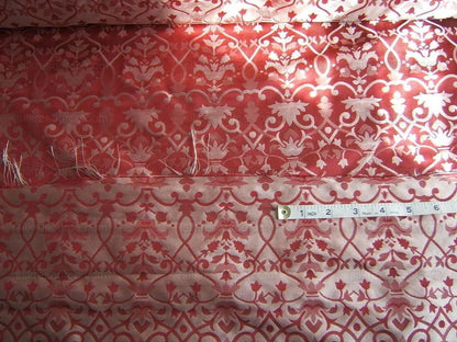 Baranzelli Masquerade Red & Silver 100% Silk Lampas From Italy
