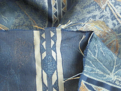 By Yd Scalamandre Baranzeli Italian 100%silk Lampas Dumont Blue Gold Fall Foliage Vine Superb! #4r